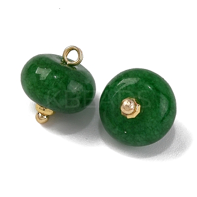 Natural White Jade Dyed Saucer Charms with Rack Plating Golden Tone Brass Bails KK-B103-17B-04-1