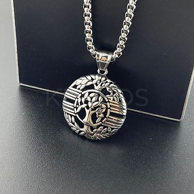 304 Stainless Steel Tree of Life Pendant Vintage Punk Hip-hop Tide Men Necklaces AW8270-1
