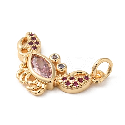 Rack Plating Brass Micro Pave Cubic Zirconia Pendants KK-P241-08G-1