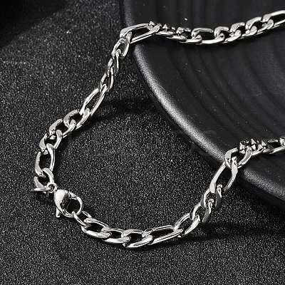 5MM 304 Stainless Steel Figaro Chains Necklaces for Women NJEW-B134-07A-P-1