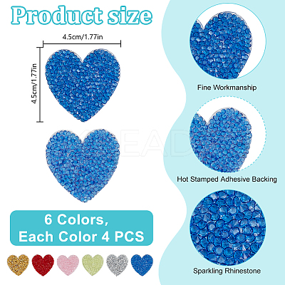 24Pcs 6 Colors Rhinestone Thread Iron on/Sew On Patches PATC-DR0001-03-1
