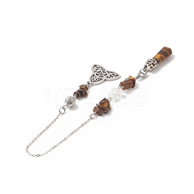 Natural Tiger Eye Pointed Dowsing Pendulums PALLOY-JF02009-02-1