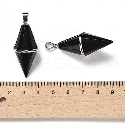 Natural Obsidian Pointed Pendants G-F763-04P-08-1