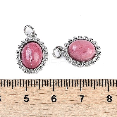 Natural Rhodonite Oval Pendants KK-U043-46P-F-1