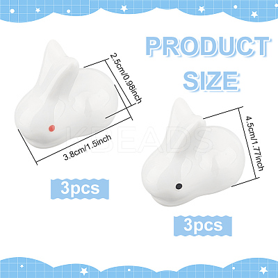 6Pcs 2 Colors Rabbit Ceramic Paint Brush Pen Holders AJEW-BC0007-04-1