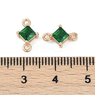 Brass Pave Glass Rhombus Links Connector Charms GLAA-Q088-001F-1