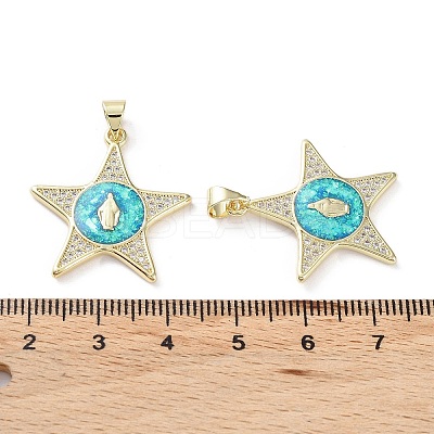 Rack Plating Brass Micro Pave Clear Cubic Zirconia Pendants KK-C041-06J-G-1