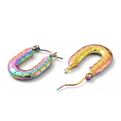 Ion Plating(IP) Rainbow Color 304 Stainless Steel Rectangle Chunky Hoop Earrings for Women EJEW-G293-05M-1