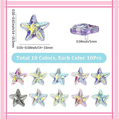 100Pcs 10 Colors Starfish Handmade Glass Beads GLAA-SC0002-80B-1