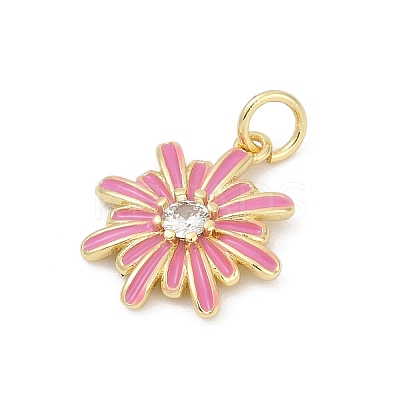Brass Pave Cubic Zirconia with Enamel Pendants KK-U062-38G-02-1