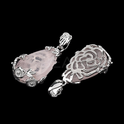 Natural Rose Quartz Pendants G-P393-P05-1