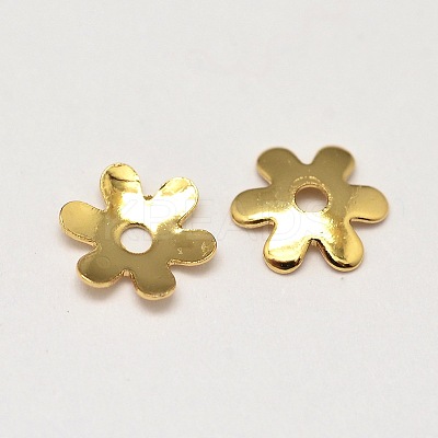 6-Petal Flower Brass Bead Caps KK-L137-05G-NR-1
