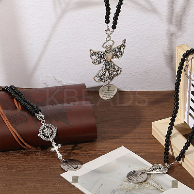 3Pcs Glass Beaded Pendant Decoration HJEW-CA00074-1
