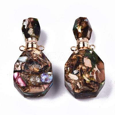 Assembled Synthetic Bronzite and Imperial Jasper Openable Perfume Bottle Pendants G-S366-060D-1