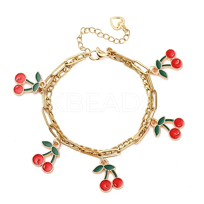304 Stainless Figaro & Paperclip Chain Multi-strand Bracelets BJEW-JB12486-04-1