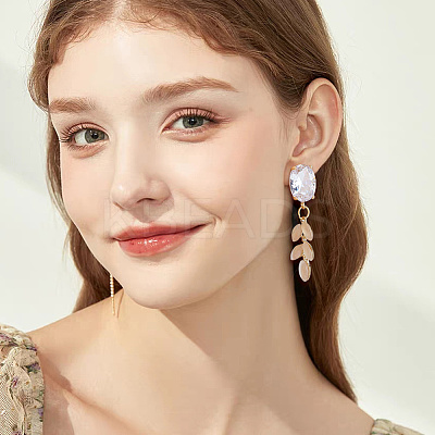 6 Pairs 2 Color Brass Micro Pave Clear Cubic Zirconia Stud Earring Findings KK-HY0001-76-1