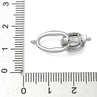 Oval Brass Micro Pave Clear Cubic Zirconia Fold Over Clasps KK-Z143-17P-1