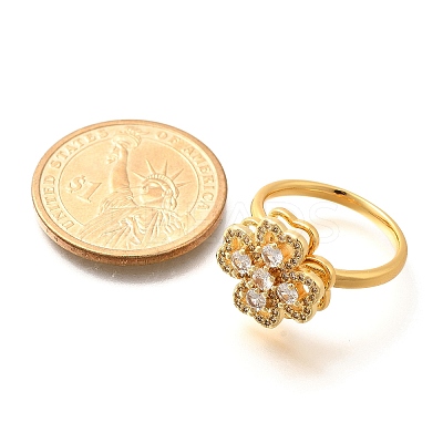 Flower Rotatable Finger Ring for Women RJEW-U035-01G-06-1