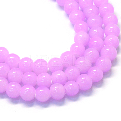 Baking Paint Imitation Jade Glass Round Bead Strands X-DGLA-Q021-6mm-23-1