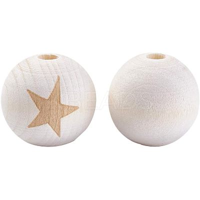 Unfinished Wood Beads WOOD-WH0011-01F-1