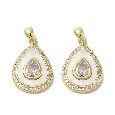 Brass Micro Pave Clear Cubic Zirconia Pendants KK-I708-02A-G-1
