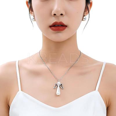 Acrylic Imitation Pearl with Alloy Pendants PALLOY-YW00001-1