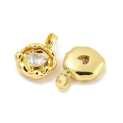 Brass Micro Pave Clear Cubic Zirconia Pendants KK-G490-03G-1