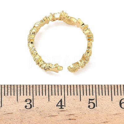 304 Stainless Steel Cubic Zirconia Cuff Open Rings for Women RJEW-Z122-02G-03-1