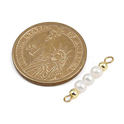 Natural Cultured Freshwater Pearl & Electroplate Non-magnetic Synthetic Hematite Round Beaded Connector Charms PALLOY-JF04364-1