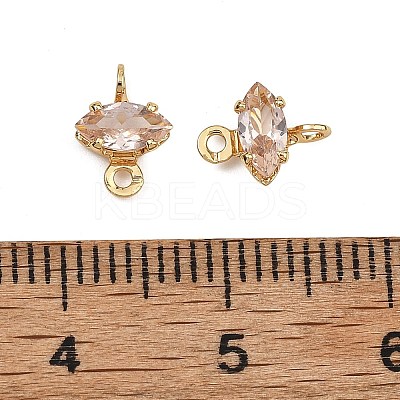 SHEGRACE Brass Pave Cubic Zirconia Horse Eye Connector Charms XGRQ2O890-436B-G-1