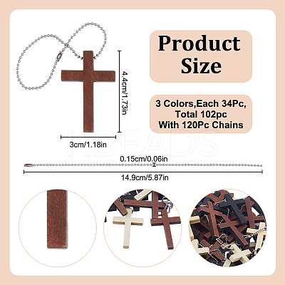 102Pcs Cross Wood Pendant Decorations DIY-GO0002-52-1
