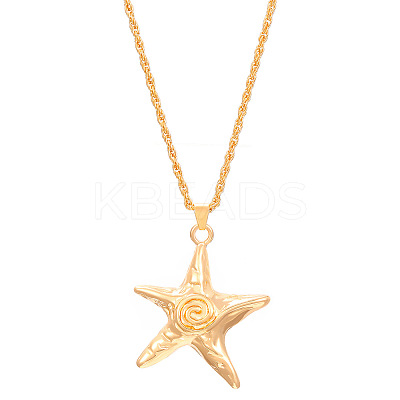 Starfish Alloy Pendant Necklace & Stud Earring & Ring Sets for Women FS-WG0D5F4-03-1