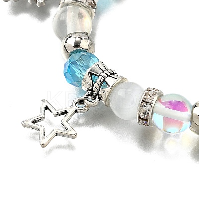Glass with Synthetic Moonstone Christmas Theme Beaded Stretch Bracelets for Women BJEW-TA00656-1
