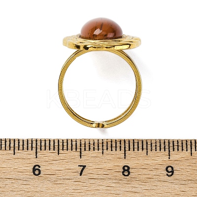 Oval Natural Red Jasper Finger Rings RJEW-M063-01G-08-1