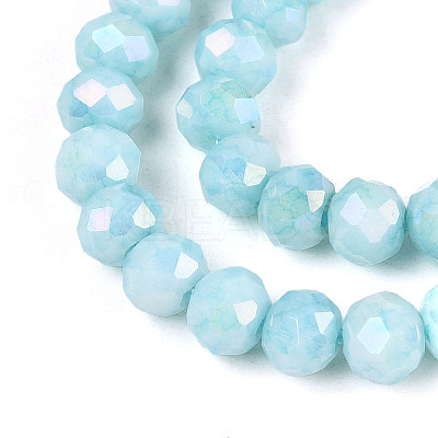 Anti-Tarnish Electroplate Rondelle Glass Beads Strands EGLA-T021-4mm-17-08-1
