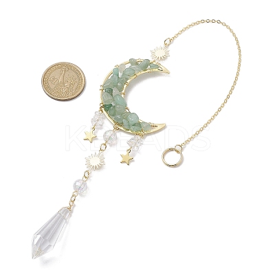 Alloy Cable Chains Moon Pendant Decorations HJEW-JM01841-03-1