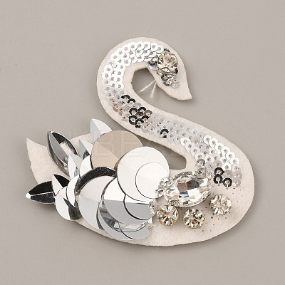 Swan Shape Cloth Sew on Patches DIY-WH0401-34-03A-1