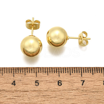 Rack Plating Brass Round Ball Stud Earrings for Women EJEW-F294-08F-G-1