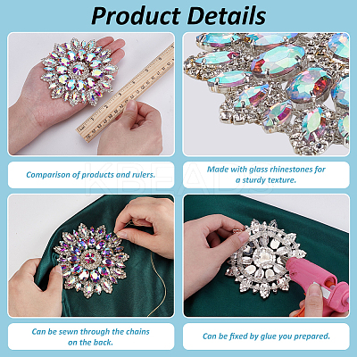 1Pc Flower Glass Rhinestone Cabochons Ornamenets Accessories FIND-FG0004-33A-1
