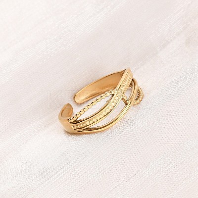304 Stainless Steel Open Cuff Rings for Women RJEW-K309-19G-1