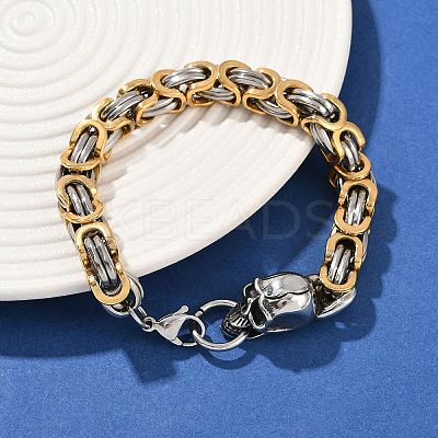 9MM 201 Stainless Steel Skull Byzantine Chain Bracelets for Men Women BJEW-B143-07ASG-1
