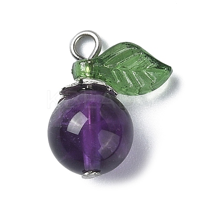 Natural Amethyst Fruit Pendants PALLOY-TA00077-04-1
