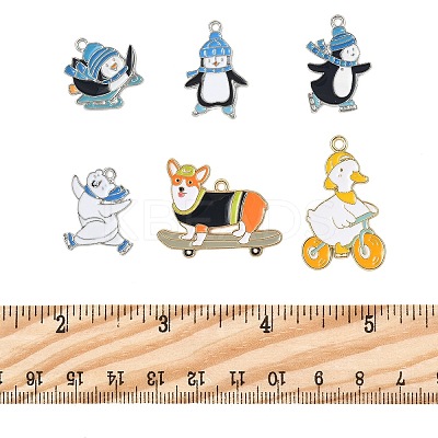 12Pcs 6 Styles Alloy Enamel Pendants ENAM-FP0002-62-1