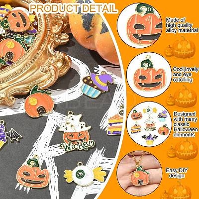 35Pcs 7 Styles Halloween Alloy Enamel Pendant ENAM-CJ0003-98-1