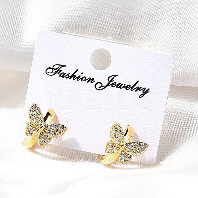 Butterfly Brass Hoop Earrings EJEW-S256-04A-G-1
