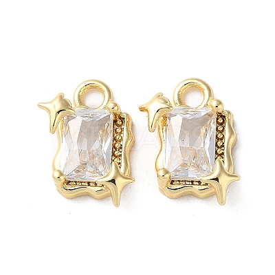 Brass Micro Pave Cubic Zirconia Charms KK-F872-08G-1