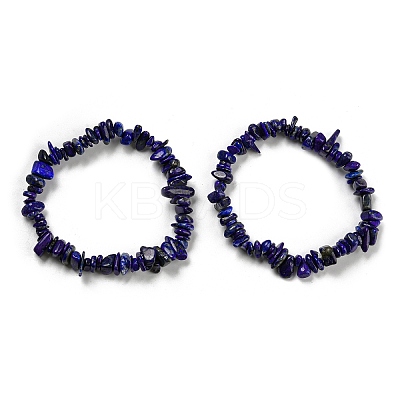 Natural Lapis Lazuli Chip Beaded Stretch Bracelet G-H294-01B-03B-1