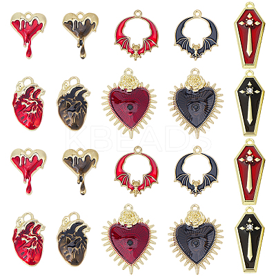 20Pcs 10 Styles Gothic Pendant with Enamel ENAM-SC0007-57-1