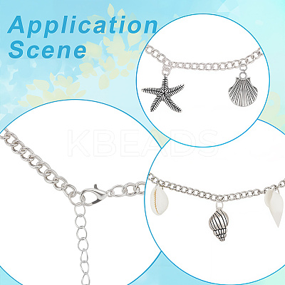 Ocean Theme Alloy and Natural Shell Starfish Shell Shaped Charm Waist Chains with Alloy Buckle AJEW-WH20019-31-1