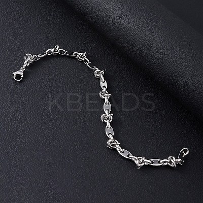 304 Stainless Steel Oval Link Bracelets for Men Women BJEW-V007-02P-1